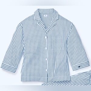Petite Plume Olivia Pima Pajama Top in Navy French Ticking